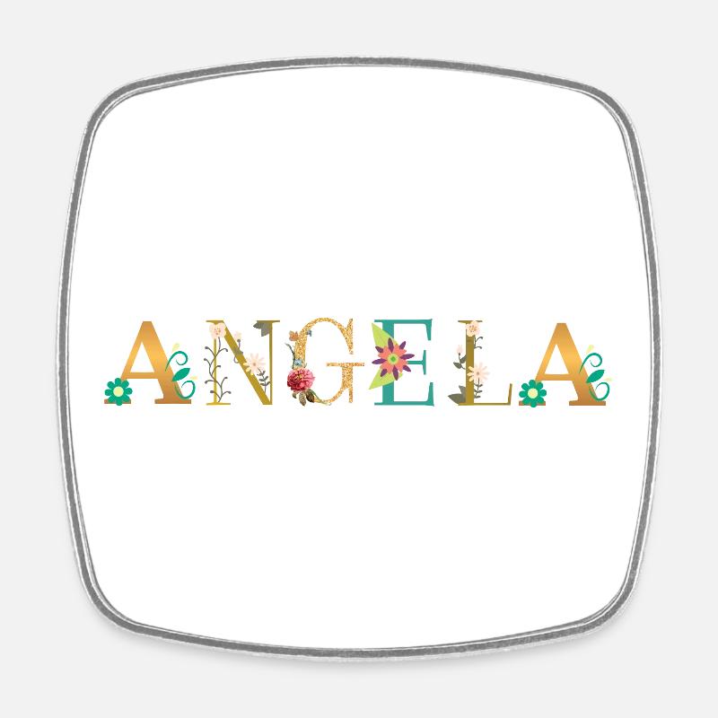 ANGELA name adorned with flowers - Square fridge magnet - white
