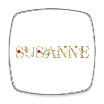 SUSANNE name decorated with flowers - Square fridge magnet - white - Front