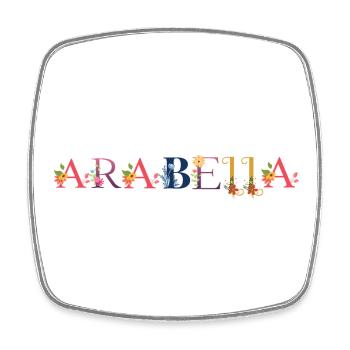 ARABELLA nom orné de fleurs - Magnet carré - blanc - Devant