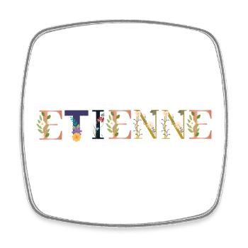 ÉTIENNE prénom orné de fleurs - Magnet carré - blanc - Devant