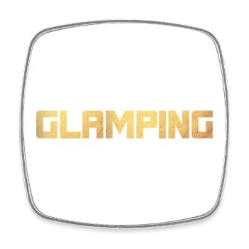 Glamping Gold Luxus Camping Camper Urlaub exklusiv - Viereckiger Kühlschrankmagnet - Weiß - Vorne