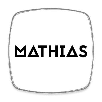 First name Mathias - Square fridge magnet - white - Front