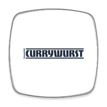 „Genussmittel“ Serie | Currywurst - Viereckiger Kühlschrankmagnet - Weiß - Vorne