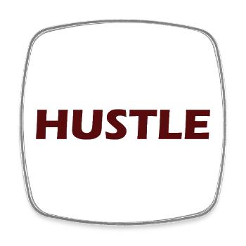 Conception typographique audacieuse Hustle - Magnet carré - blanc - Devant