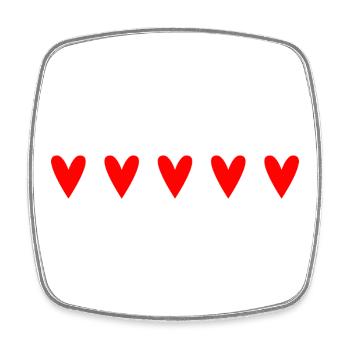 Coeurs rouges passionnés en motif unique - Magnet carré - blanc - Devant