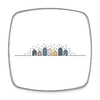 Stadt im Winter in Pastellfarben - Viereckiger Kühlschrankmagnet - Weiß - Vorne
