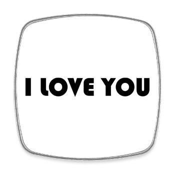 I LOVE YOU. COUPLE. JUST MARRIED. Bachelorette party - Square fridge magnet - white - Front