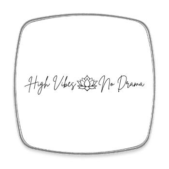 Lotos mit Spruch - High Vibes No Drama  - Viereckiger Kühlschrankmagnet - Weiß - Vorne