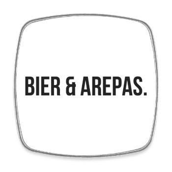 Beer & Arepas: A fusion of Colombia & German - Square fridge magnet - white - Front