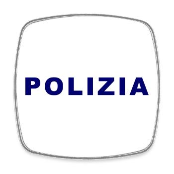 Police On – T-shirt amusant avec motif de texte - Magnet carré - blanc - Devant