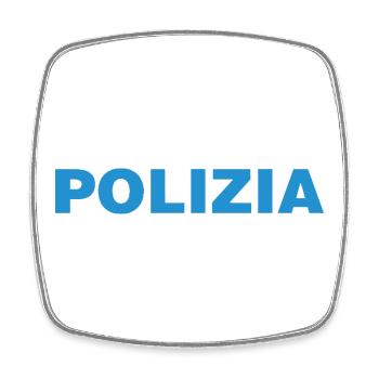 Police On – T-shirt amusant avec motif de texte - Magnet carré - blanc - Devant