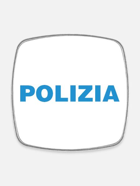 Police On – Lustiges T-Shirt mit Textmotiv - Viereckiger Kühlschrankmagnet - Weiß