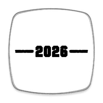 2026 Jahr - Viereckiger Kühlschrankmagnet - Weiß - Vorne