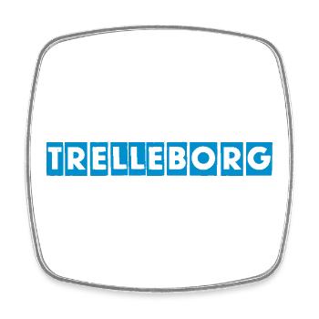Trelleborg – Blue Text Design - Square fridge magnet - white - Front
