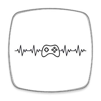 Contrôleur Gamer ECG Battement de cœur - Magnet carré - blanc - Devant