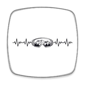 Lunettes de ski skieurs ECG battement de cœur - Magnet carré - blanc - Devant
