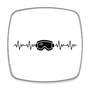 Lunettes de ski skieurs ECG battement de cœur - Magnet carré - blanc - Devant