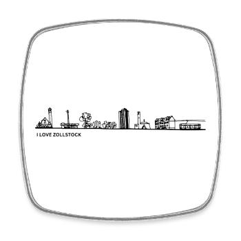 Zollstock_skyline_schwarz_genau - Viereckiger Kühlschrankmagnet - Weiß - Vorne