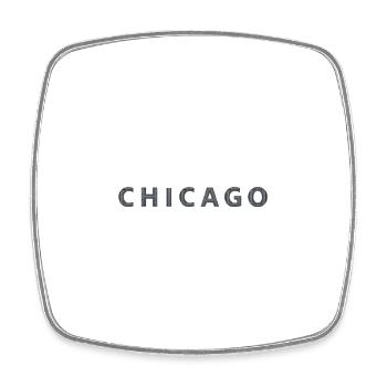 CHICAGO – Architectural Steel Typography - Viereckiger Kühlschrankmagnet - Weiß - Vorne