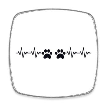 Paw ECG heartbeat - Square fridge magnet - white - Front