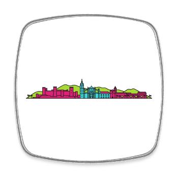 Silhouette urbaine de Malaga Alcazaba Art moderne en ligne - Magnet carré - blanc - Devant