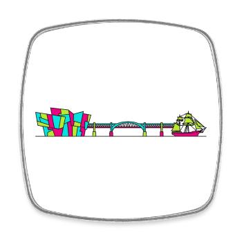 Dundee City Skyline V&A Museum Linienzeichnung - Viereckiger Kühlschrankmagnet - Weiß - Vorne