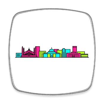 Islamabad City Skyline Faisal Moschee Kunst - Viereckiger Kühlschrankmagnet - Weiß - Vorne