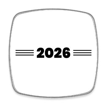 2026 Jahr Strich - Viereckiger Kühlschrankmagnet - Weiß - Vorne
