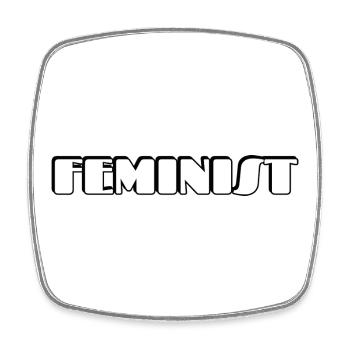 Feminist Bold Retro Text - Square fridge magnet - white - Front
