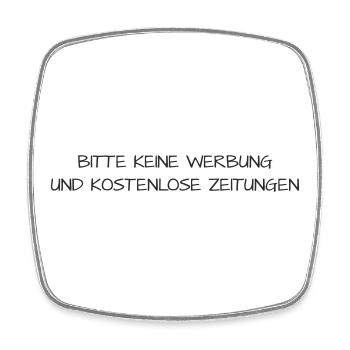 Bitte keine Werbung & Zeitungen–Briefkasten Design - Viereckiger Kühlschrankmagnet - Weiß - Vorne
