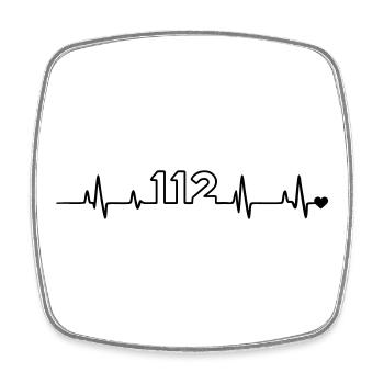 Feuerwehr 112 - Viereckiger Kühlschrankmagnet - Weiß - Vorne