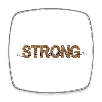 Leopard STRONG font print - Square fridge magnet - white - Front