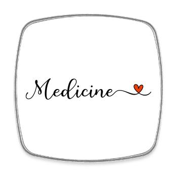 Medicine Herz Schriftzug - Viereckiger Kühlschrankmagnet - Weiß - Vorne