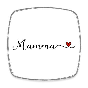 Mamma Herz Schriftzug - Viereckiger Kühlschrankmagnet - Weiß - Vorne