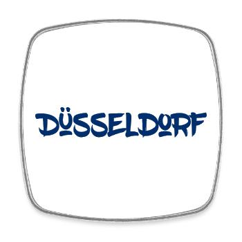 Düsseldorf - NRW - Rhein - Königsallee - Kö - Viereckiger Kühlschrankmagnet - Weiß - Vorne