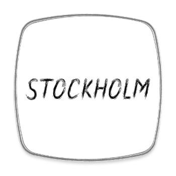 Stockholm Sweden - Typography Brush Black - Square fridge magnet - white - Front