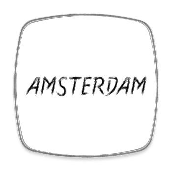 Amsterdam Brushstroke Script Black - Magnet carré - blanc - Devant