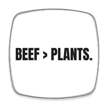 BŒUF > PLANTS | Steak carnivore au lieu de plantes - Magnet carré - blanc - Devant