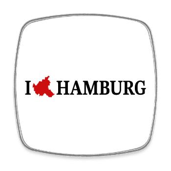 I love Hamburg Hansestadt - Viereckiger Kühlschrankmagnet - Weiß - Vorne