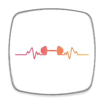 Gym Dumbbell Sunset Heartbeat Krafttraining - Viereckiger Kühlschrankmagnet - Weiß - Vorne