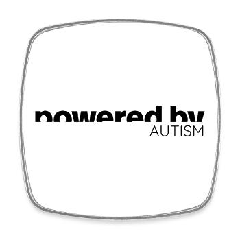 Powered by Autism - Neurodiversity Design - Square fridge magnet - white - Front