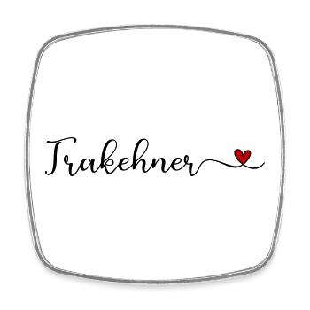Trakehner Schriftzug mit Herz - Viereckiger Kühlschrankmagnet - Weiß - Vorne