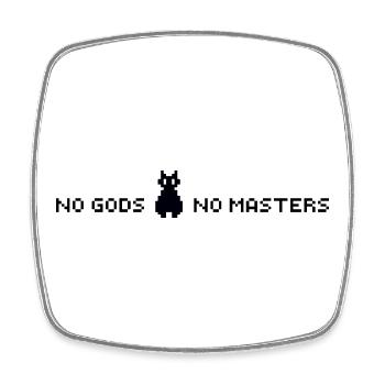 Pixel Art Slogan NO GODS NO MASTERS schwarz - Viereckiger Kühlschrankmagnet - Weiß - Vorne