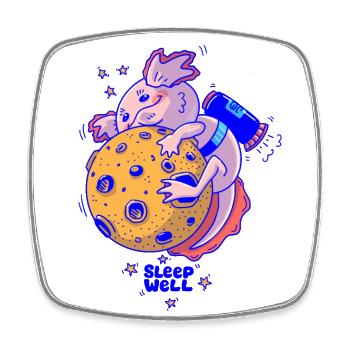Little Axonaut on the moon - Square fridge magnet - white - Front