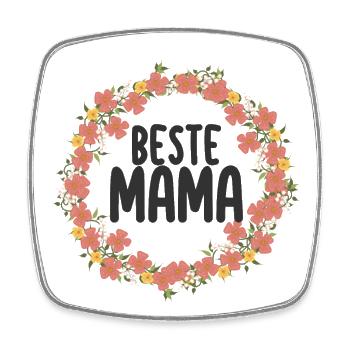 Beste Mama Blumenkranz - Viereckiger Kühlschrankmagnet - Weiß - Vorne