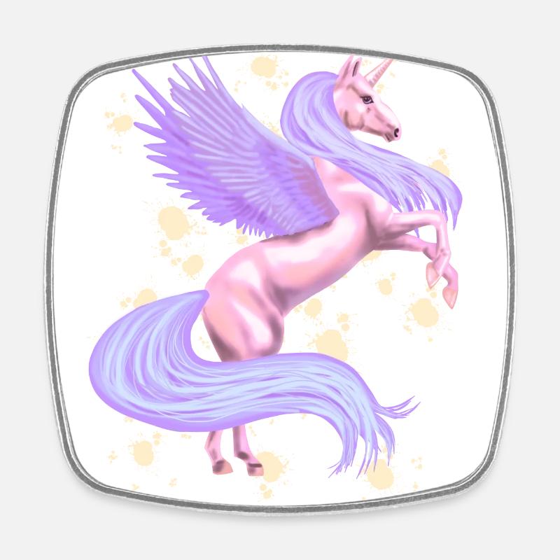 Enchanting Unicorn Pink and Purple - Square fridge magnet - white