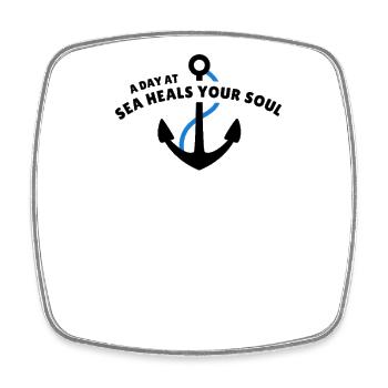A day at sea heals your soul - Square fridge magnet - white - Front
