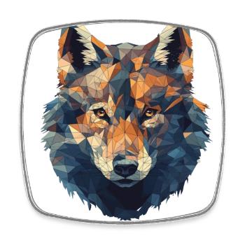 Geometrischer Wolf Kopf in Dreieck Optik - Viereckiger Kühlschrankmagnet - Weiß - Vorne