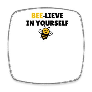 Bee-lieve in yourself - Square fridge magnet - white - Front