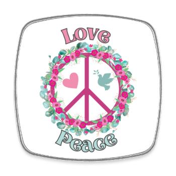 Love & Peace - Viereckiger Kühlschrankmagnet - Weiß - Vorne